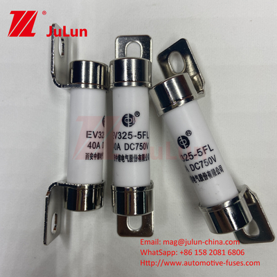 10A-50A 750VDC Fuse ceramica per autoveicoli con montatura a bullone Ev325 Capacità di rottura del fusibile EV325 20KA 50kA 15A 25A