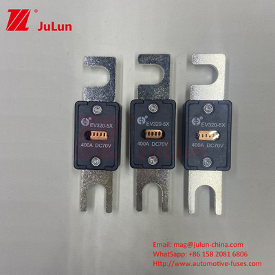 Fusibili per veicoli elettrici EV a scatola 70VDC Voltaggio nominale M6 bullone tipo 250A EV320-5C