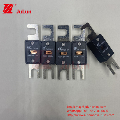 EV320-5C-225A-N 70VDC Logo personalizzato lame automobilistiche fusibili a vite in M6 M8 rame 80A-500A