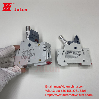 DIN Guida tenitore di fusibile 15A 1000VDC Con tenitore di fusibile ceramica Design14*85mm 32a 1000VDC Pv Fuse Holer