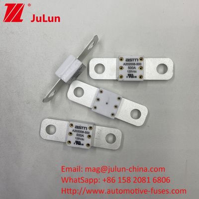 Corto circuito di protezione 500A 125VDC Battey Fuse Piccole dimensioni Distanza di corrente nominale alta tra 2 fori 50,8 mm