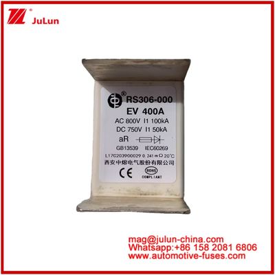 Categoria di utilizzo EV 400A AC800V 100KA DC750V 50KA Tubi in ceramica Fusibili di protezione del circuito automobilistico per veicoli elettrici