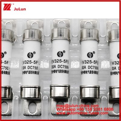 EV325-5FL 30A 750VDC Veicolo elettrico ad alta potenza di scossa meccanica fusibile ceramico tubolare EV o HEV Struttura a bullone di corrente compatta Resistente alle vibrazioni Eccellente prestazione CC