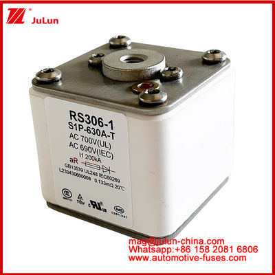 RS306-1 S1P-630A-T AC700 ((UL) Ar AC690V ((IEC) 200KV Fuso caremico quadrato EV o HEV Trazione di veicoli elettrici