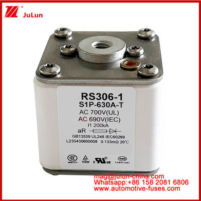 RS306-1 S1P-630A-T AC700 ((UL) Ar AC690V ((IEC) 200KV Fuso caremico quadrato EV o HEV Trazione di veicoli elettrici