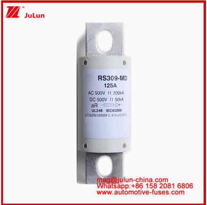 RS309-MD-125A Fusibili automatici in ceramica 500VAC200KA 500VDC 50KA AR DC Performance Tubulare Struttura di connessione del bullone automobilistico