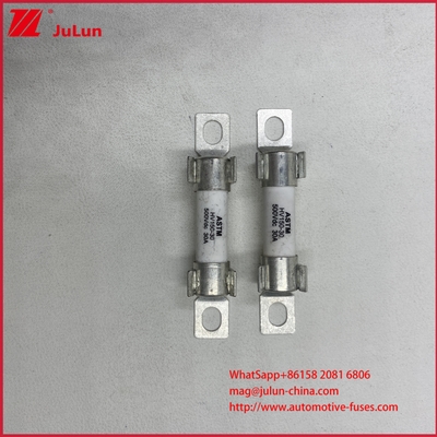 Veicoli elettrici HEV Tensione nominale / Potere di interruzione DC500V/20KA ASTM HV150 30A 20A DC500V 20KA Fusibile a bullone con protezione