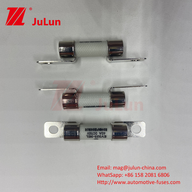 20KA 50KA Capacità di rottura Fusibili per auto in ceramica Fusibili per auto a velocità nominale Ev Montaggio a bullone 10A 15A 40A 50A 750VDC