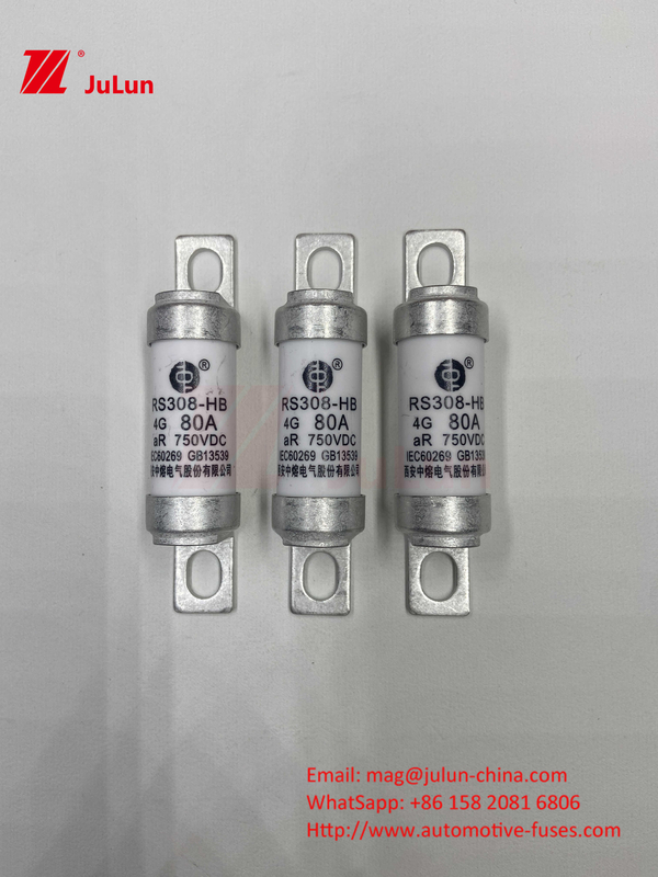 M6 Fusibile EV a bullone 750V 80A10A 30A 50A 750VDC Fusibile EV sono adatti per il sistema di trazione EV, conversione di potenza