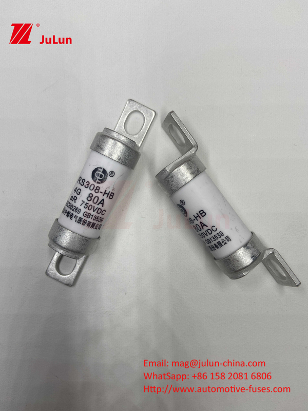 Fusibili per veicoli elettrici in ceramica 750VDC per la ricarica sicura per applicazioni automobilistiche 63A25A 15A 30A 750VDC RS308 FUSE