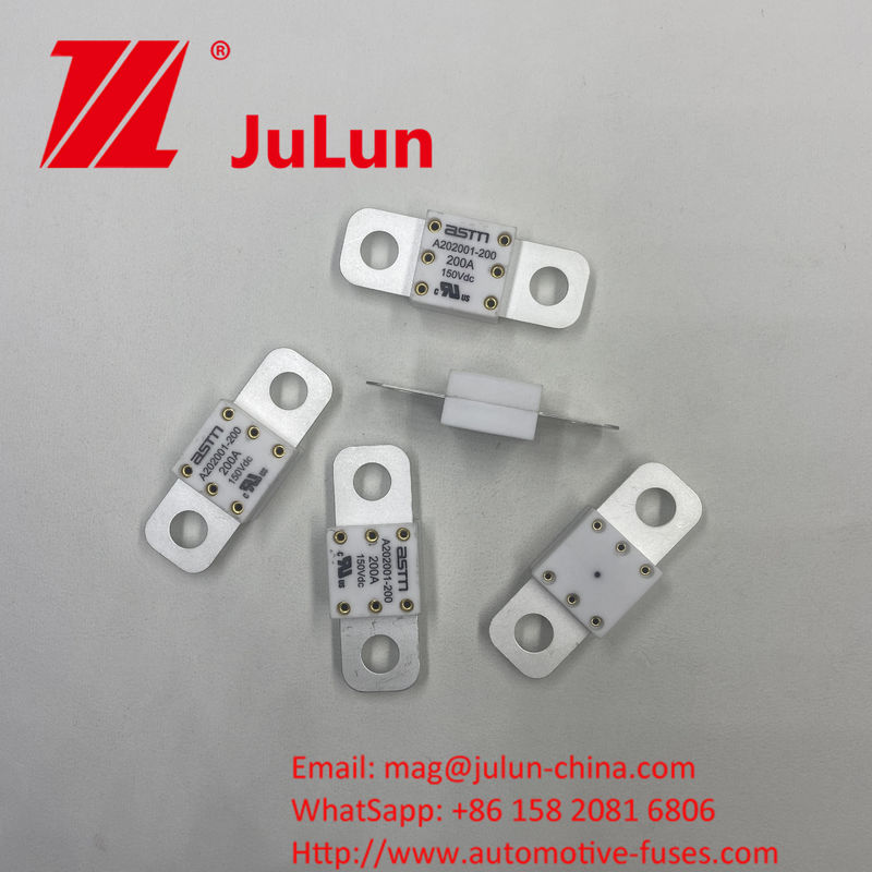 Fusibili per l'automobile in ceramica 150VDC 300A A202001 con metodo di montaggio Bolt a vite Caratteristiche elettriche 1.0In 4 ore 3.0In 10s Max