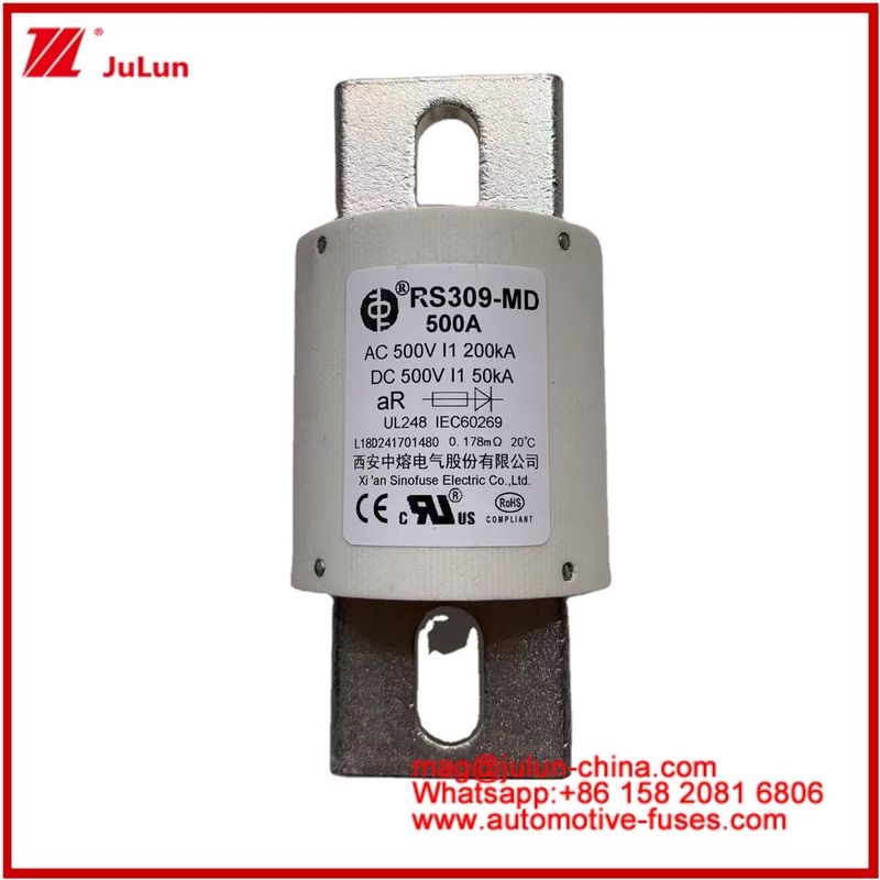 500VDC 200KA 500VAC 50KA AR Fuse veloce in ceramica tubolare FUSE RS309-MD 500A Per veicoli elettrici e sistemi di batterie di potenza
