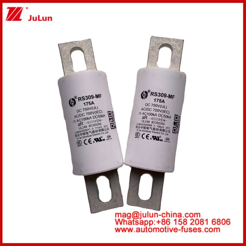RS309-MF 175A 750VDC UL Fuse ceramica tubolare AR 750VDC/700AC IEC 20KA GB 5-800A per veicoli elettrici e sistemi di alimentazione