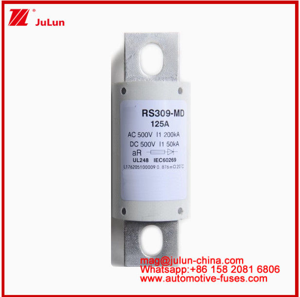 RS309-MD-125A Fusibili automatici in ceramica 500VAC200KA 500VDC 50KA AR DC Performance Tubulare Struttura di connessione del bullone automobilistico