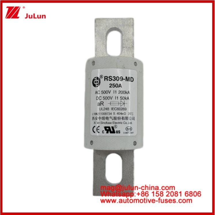 250A 500VAC Ev Fuse RS309-MD-200KA 500VDC 50KA AR Caremic DC Performance Tubulare Automobile Bolt Stud-mount