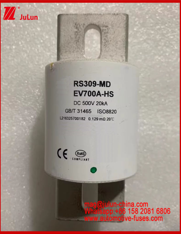 Caremic Round Tube fusibile per veicoli elettrici RS309-MD-EV700A-HS 500VDC 20KA Automobile Bolt Stud-mount Base di fusibile appositamente progettata per la situazione del veicolo