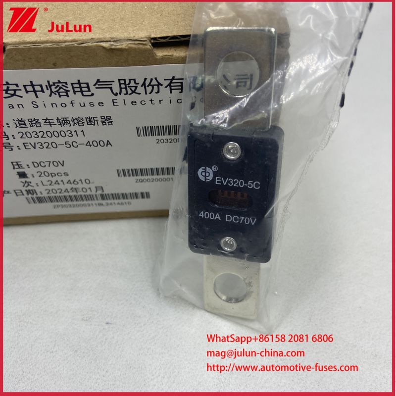 EV320-5C 5X -400A 175A DC70V Metodo di montaggio del fusibile M8 per veicoli elettrici conforme alle norme ISO8820-5 e GB/T31465.5-2015