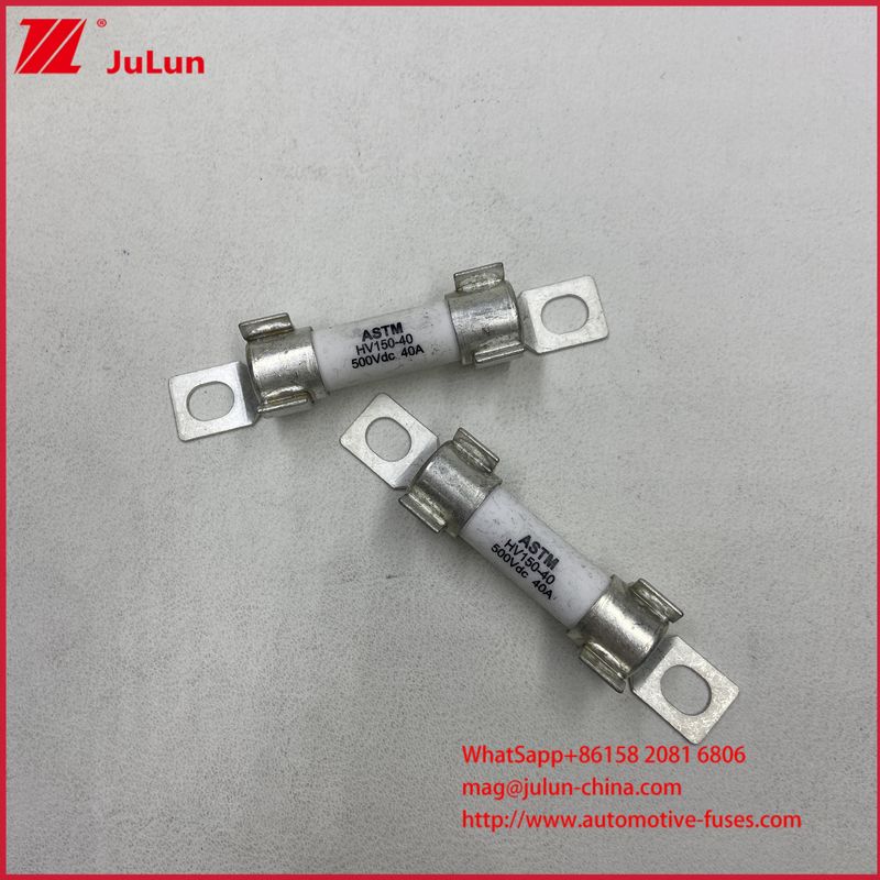 ASTM HV150 Fuse per veicoli elettrici 30A 10A DC500V 20KA Installazione di bulloni cilindrici in ceramica con forte capacità di rottura