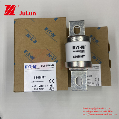 630MMT 690V BUSSMANN Ceramica rame doppia piastra piatta bullone Tipo fusibile 630A Corrente elettrica 0,43kg Peso