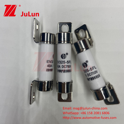 10A-50A 750VDC Fuse ceramica per autoveicoli con montatura a bullone Ev325 Capacità di rottura del fusibile EV325 20KA 50kA 15A 25A