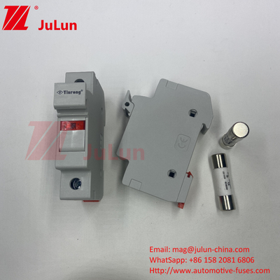 Fusibile solare fotovoltaico con portafusibili a guida DIN per la protezione fotovoltaica RT18-32 15A 20A 32A portafusibili a LED Indica